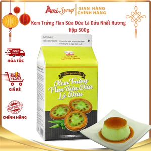 Kem Trứng Flan Sữa Dừa Lá Dứa Nhất Hương Hộp 500g, Hương Vị Nhiệt Đới Thơm Béo