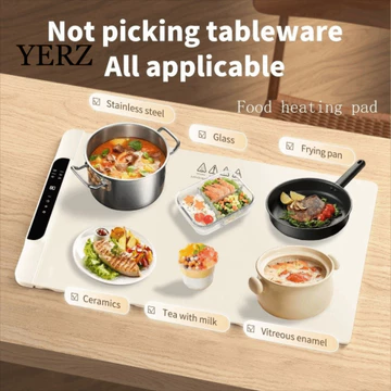 Khay sưởi điện YZ, Thảm sưởi ấm thực phẩm có thể điều chỉnh nhiệt độ không trượt, Tấm sưởi ấm bát đĩa nóng Hình chữ nhật có thể gập lại toàn bộ bề mặt sưởi ấm thực phẩm Bàn ăn