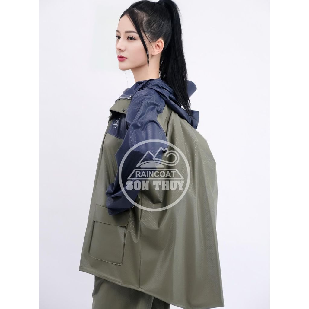 (Có lưng Che cặp) Bộ Quần Áo Mưa Có Phần Mở Rộng Đeo Balo, Cặp Sách, Laptop Bên Trong, Chất PVC Mới Chống Thấm Tuyệt Đối