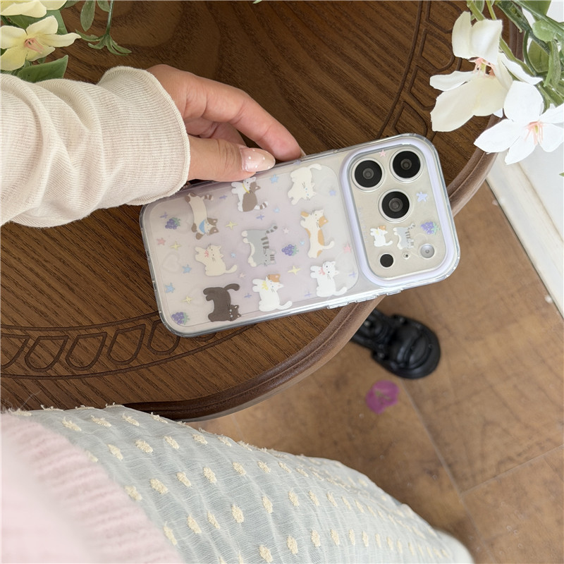 IPhone 17 Pro max 16 Pro max Laser Hearted Cat pattern Chất liệu TPU Vỏ điện thoại xử lý IMD