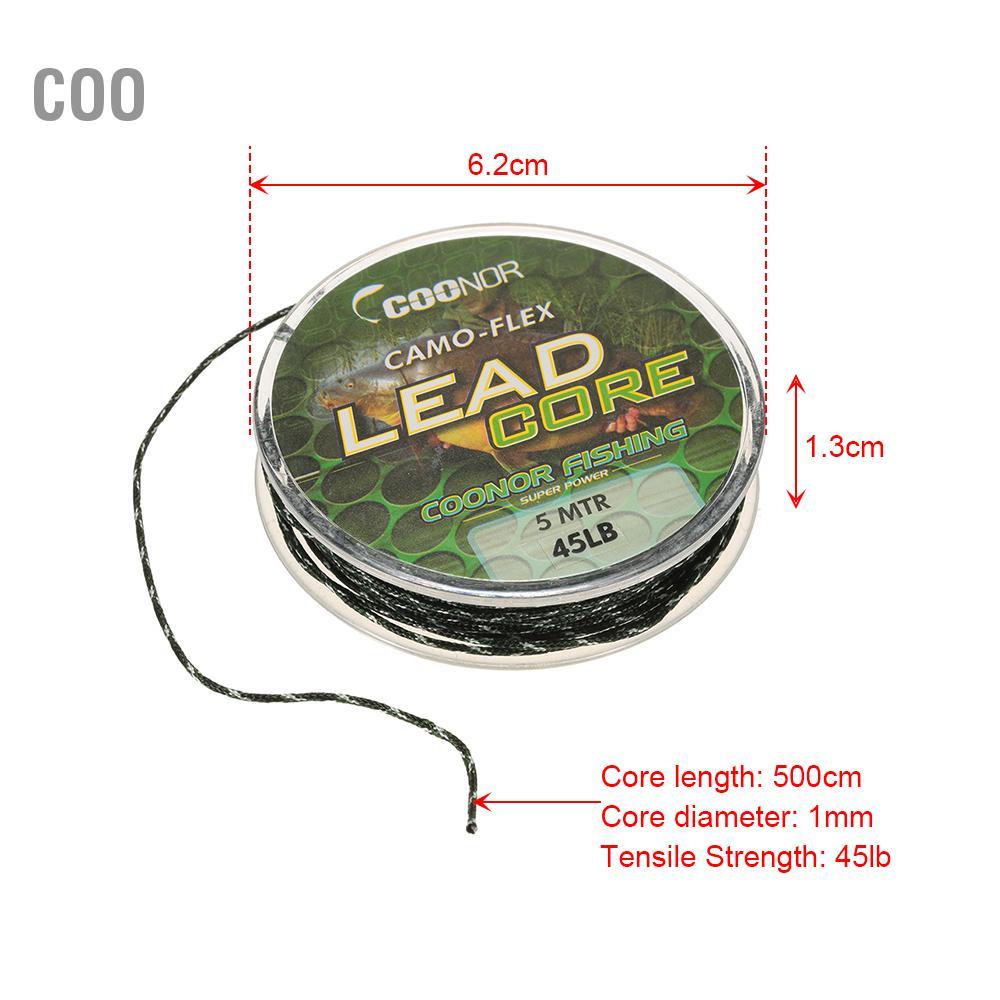 Coo Coo 55lb 5M Leadcore Bện Ngụy Trang Cá Chép Dây Câu Tóc Giàn Khoan Lõi Chì Giải Quyết