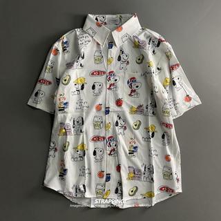 Áo sơ mi tay ngắn retro với họa tiết Snoopy và hoa, phù hợp cho cả nam và nữ, phong cách Hawaiian.