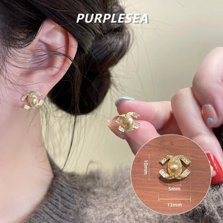 Bông Tai Bạc 925 Kim Chữ Thập Champagne Ngọc Trai Zircon - Phong Cách Hàn Quốc, Thời Trang Cổ Điển