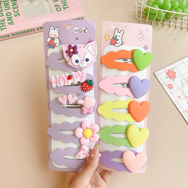 Set 5 Kẹp Tóc Mái Ngang Hình Gấu , Combo 5 Kep Tóc Hình Thú Cho Bé Dễ Thương Thời Trang Mùa Hè