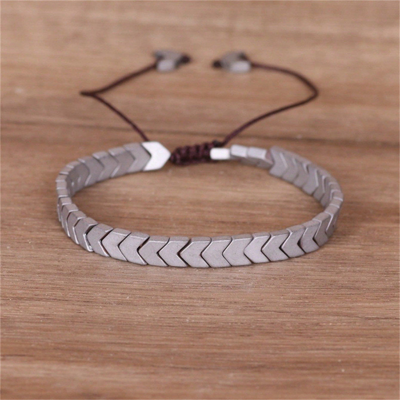 Retro Ba Màu Gallstone Mũi Tên Punk Handmade Đen Gallstone Vòng Tay Nữ