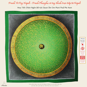 Hoạ Tiết Chân Ngôn Bồ-tát Quan Âm Om Mani Pad Me Hum – tranh thangka – tranh mandala – CXNP419