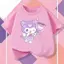 Áo Nam/Nữ, 2026 Hè, Kuromi Kids' Baju-T, hình in, Form nhỏ, nên tăng 1 size