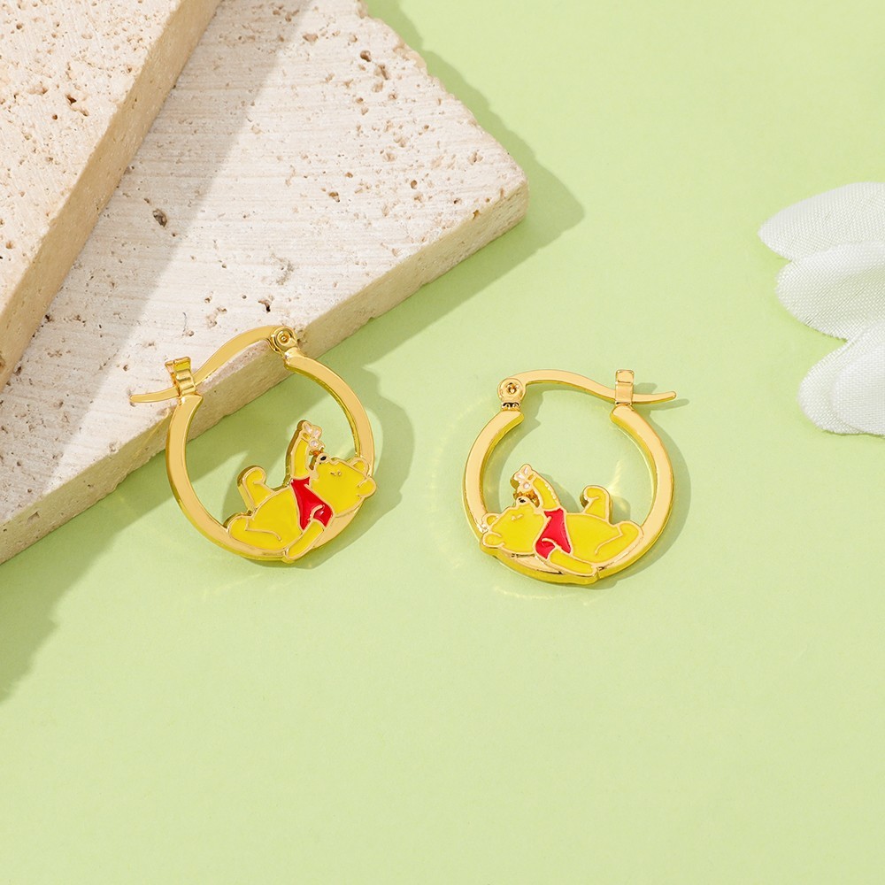 Hoạt Hình Winnie the Pooh Bông Tai Dễ Thương Niche Bông Tai cos Quần Áo Phụ Kiện Quà Tặng Bạn Gái