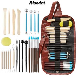 Bộ dụng cụ điêu khắc gốm RISEDOT 24 chiếc kèm túi đựng, dụng cụ DIY nghệ thuật thủ công
