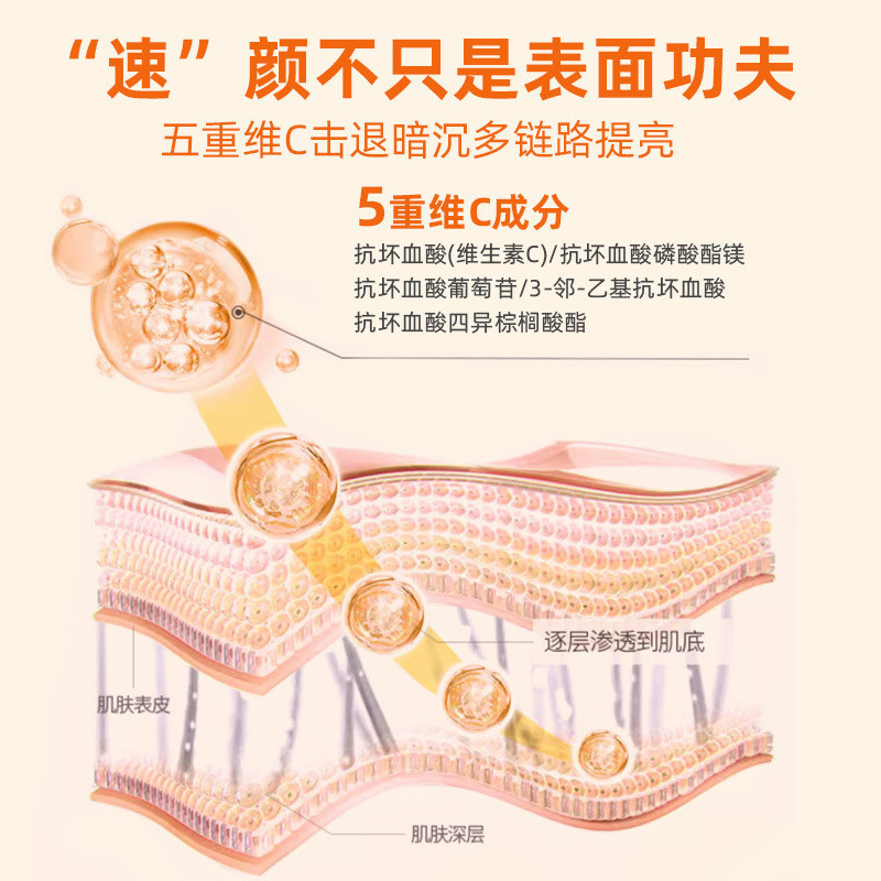 Luoyu Hangxi Kem trang điểm Vitamin C gấp năm lần Kem che khuyết điểm tự nhiên Không giả trắng dưỡng ẩm VC Kem trang điểm lười biếng 3.8