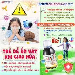 IMMUNE-C BAMBINI SYRUP Tăng cường miễn dịch bổ sung vi chất dành cho bé từ 6 tháng tuổi hộp 100ml - NK Ý