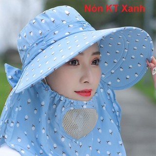 Nón chống nắng vành rộng mát có khẩu trang 2 lớp thoáng khí cho nữ