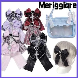 Kẹp tóc Gothic MERIGGIARE, Mặt dây chuyền chéo nơ dễ thương phong cách Nhật Bản Phụ kiện tóc Gothic, Túi tinh tế quyến rũ Thiết kế ren tinh tế Y2K Kẹp tóc Phụ kiện cho bé gái