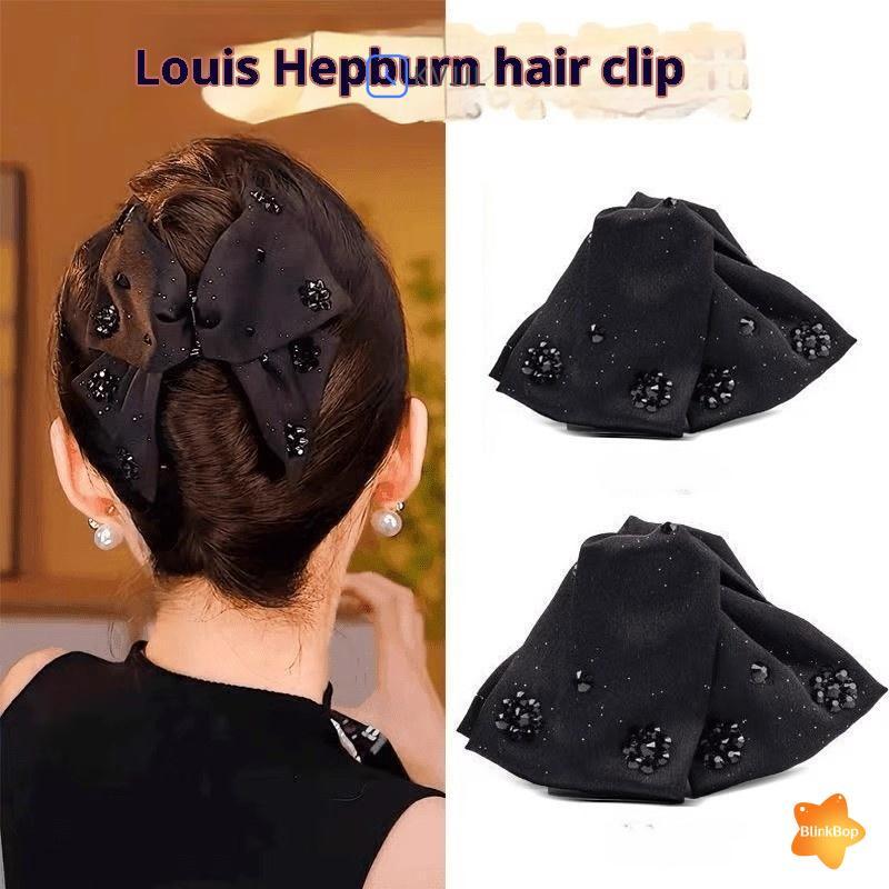 Kẹp tóc nữ thanh lịch với kim cương giả và nơ ngọc trai - Trang sức tóc thời trang