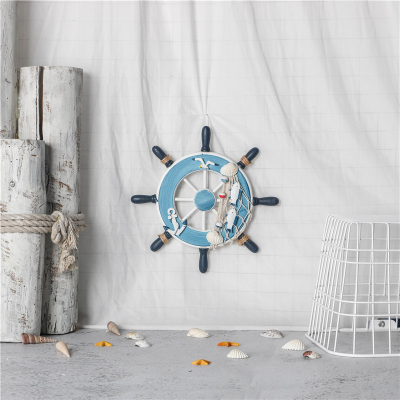Phong Cách Địa Trung Hải 23cm Kích Thước Nhỏ Bánh Lái Vô Lăng Cửa Sổ Nền Tường Tường Mặt Dây Chuyền Sailing Trang Trí CAWZ