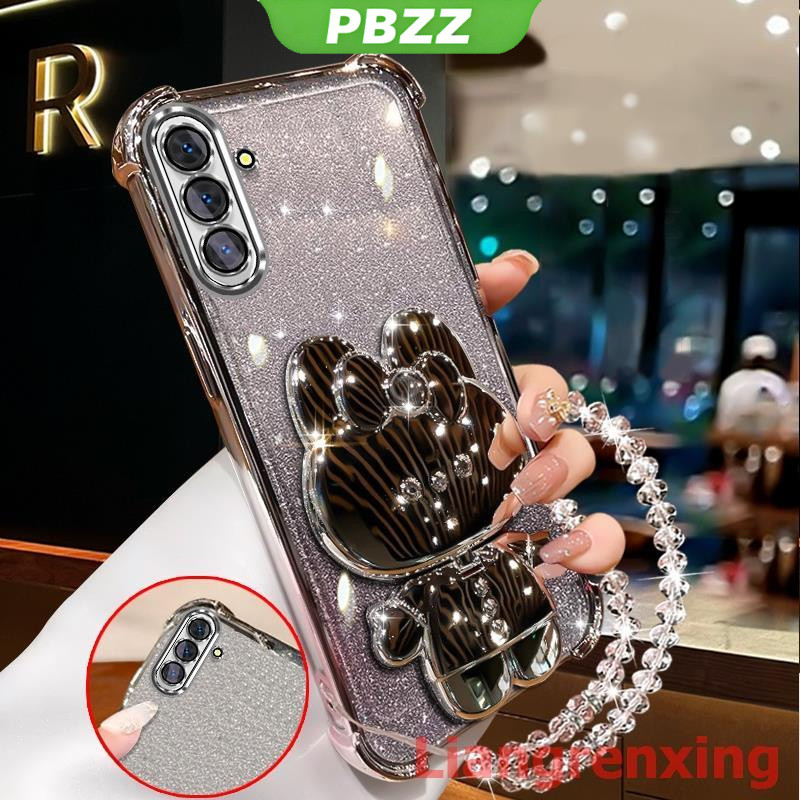 FOR ốp lưng Ốp điện thoại cho samsung s24 ultra s25 S24 plus s24 FE 5g s25 ultra, vỏ mềm silicone chống sốc, thiết kế mới thẩm mỹ, gương trang điểm thỏ với giá đỡ, dây đeo SJSFTUZJ02
