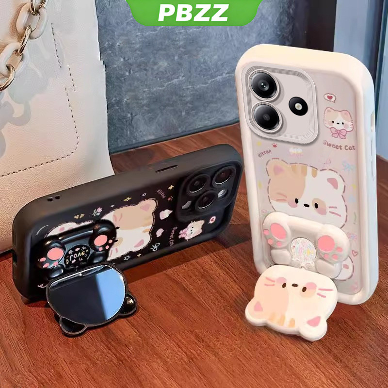 Ốp Lưng Cho REDMI NOTE 14 4G 2024 REDMI NOTE 14 PRO 5G Vỏ Điện Thoại Vỏ Mềm Silicon Chống Sốc Thiết Kế Mới Thẩm Mỹ Mèo Hoạt Hình Có Giá Đỡ Cho Gương JTMMZJ01