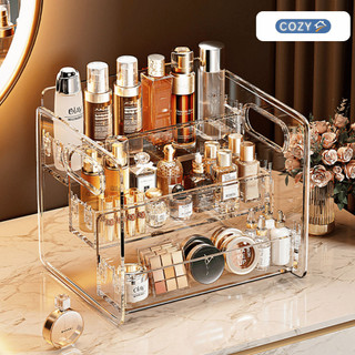 Kệ Đựng Mỹ Phẩm PET 3 Tầng Trong Suốt Cao Cấp, Khay Đựng Đồ Skincare, Nước Hoa Bàn Trang Điểm