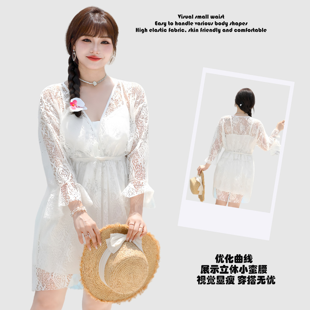 Đồ bơi ba mảnh cao cấp mới dành cho nữ, đồ bơi suối nước nóng kín đáo dành cho người ngoại cỡ giúp che giấu mỡ thừa