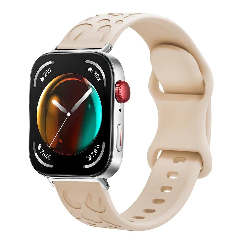 Dây đeo khắc da báo cho Huawei Watch Fit 5 / Fit 5 Pro / Fit 4 Pro dây đeo đồng hồ thể thao cho Watch Fit 4 / Fit 3 phụ kiện vòng tay silicon