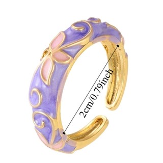 Nhẫn tráng men thả dầu đô thị, Nhẫn mở hoa phong cách cổ điển đầy màu sắc, Nhẫn tráng men nhỏ giọt phong cách đa năng cổ điển