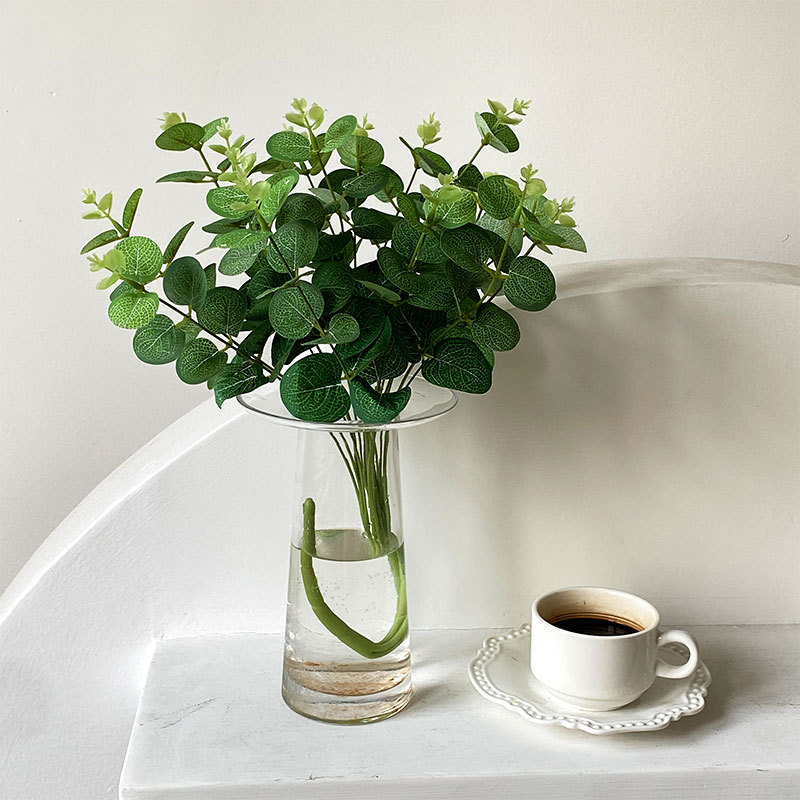 Lá Bạch Đàn Eucalyptus giả cao cấp - Cây nhựa trang trí nhà cửa, phòng tắm & Phụ kiện cắm hoa decor đám cưới ngoài trời (4 Nhánh / 16 Nhánh)