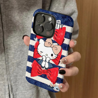 Ốp điện thoại 2 trong 1 Big Bow Kitty Apple 17 / 16 iPhone 15 Pro Max Phim mới 14 / 13 Sáng tạo 12 / 11 Pro Max 7 / 8 Plus Vỏ điện thoại bóng hai lớp