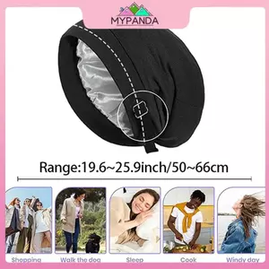 Mũ bonnet satin lót mềm dành cho nữ - Điều chỉnh được, chăm sóc tóc xoăn hiệu quả, phù hợp phong cách hồi giáo.