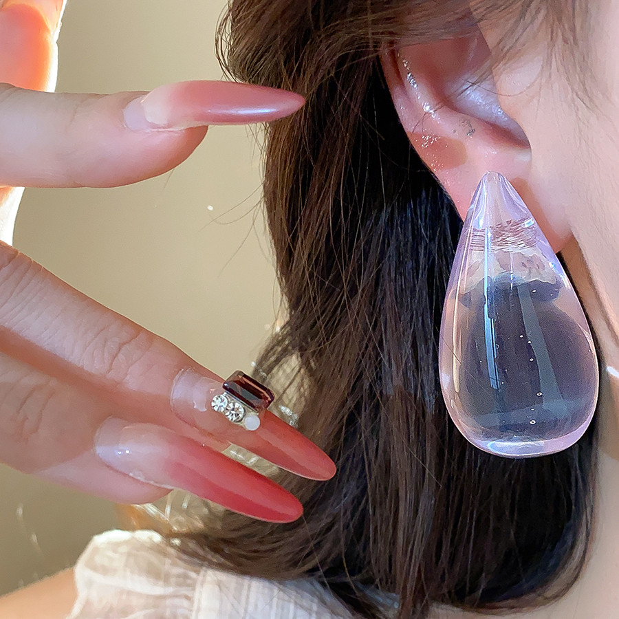 Bông tai giọt nước acrylic thời trang, đơn giản, phù hợp nhiều dịp