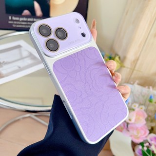 Phim bảo vệ ống kính Vỏ điện thoại mạ điện bằng da hoa Camellia cho iPhone 17Promax 17Pro Air 14 15 16 Pro Max Vỏ điện thoại di động nữ chống sốc