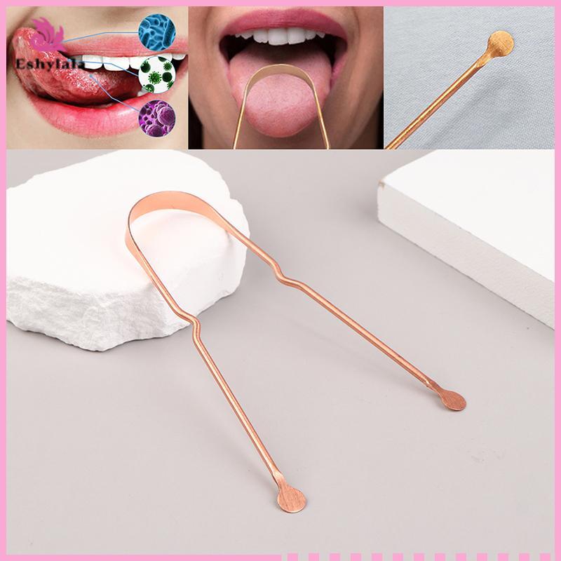 Eshylala 1 Máy cạo lưỡi bằng đồng nguyên chất Máy cạo lưỡi bằng đồng Dụng cụ cạo lưỡi cầm tay Dụng cụ làm sạch răng miệng [MỚI]
