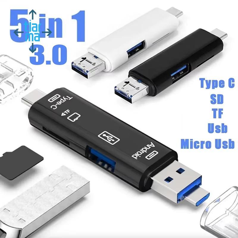 Đa Năng Cho Android Cho Máy Tính USB 3.0 Loại C USB Micro USB SD TF Đầu Đọc Thẻ Nhớ Dock OTG Loại C Adapter Trắng