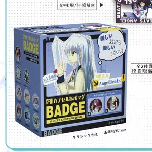 Angel Beats Anime Blind Box Huy hiệu 75mm + Bộ thẻ Mini 18 thiết kế sưu tập Merch