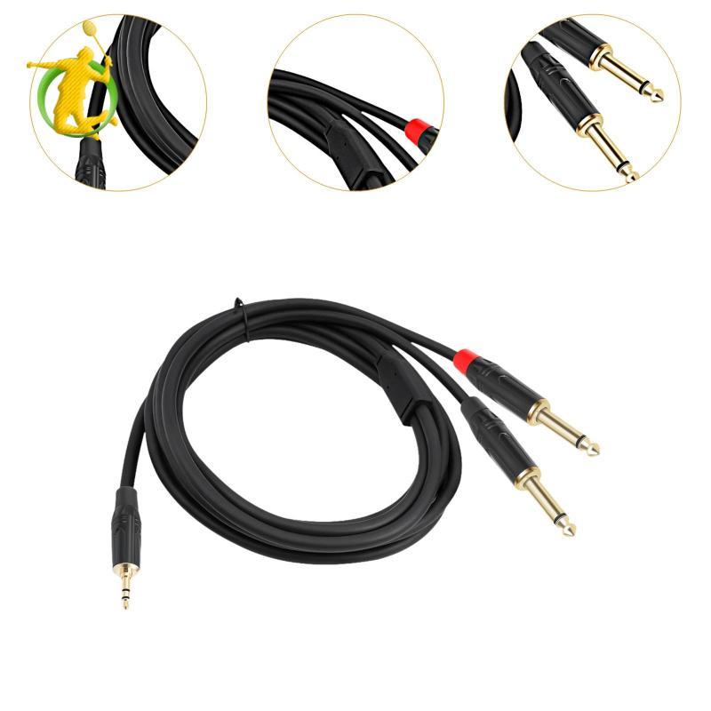 Dây chia TS Y 3,5mm sang Dual 6,35mm có tấm chắn cho loa máy nghe nhạc CD