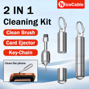 Bàn chải sạch + Thẻ SIM Pin Móc khóa 2 TRONG 1 Bộ dụng cụ làm sạch thiết kế hai đầu cho điện thoại di động / tai nghe / thiết bị đặt lại