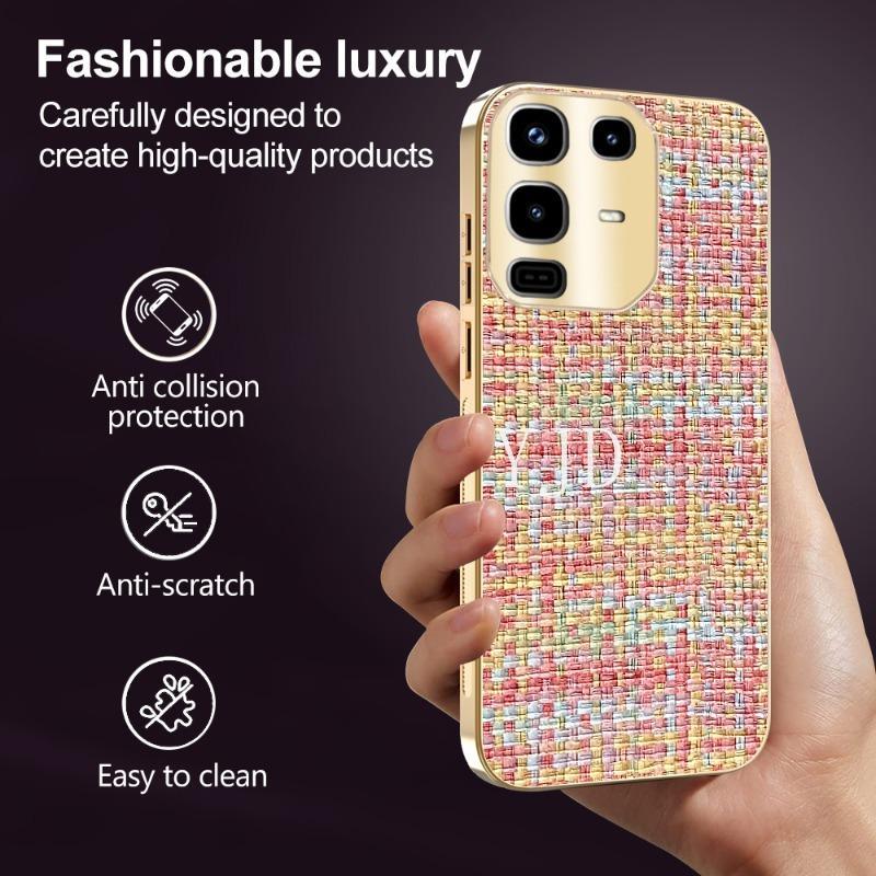 Ốp YJD Cho Infinix Note 50 Pro Plus Note50S X6658 X6855 X6870 X6856 Giỏ Phong Cách Nữ Dệt Khung Mạ Điện Chống Rơi Vỏ Điện Thoại