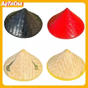 Nón tre mây hand-made retro với ống hút và mũ mưa, dùng làm đạo cụ khiêu vũ hoặc che nắng