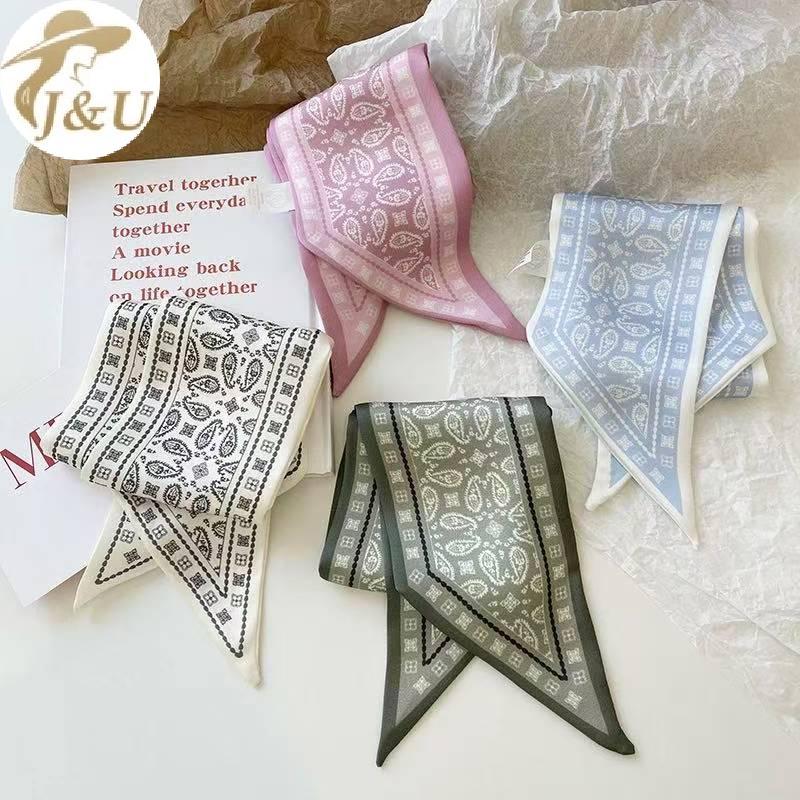 JU Hạt Điều Hoa Lụa Khăn Hai Mặt Tam Giác - Đa Năng & Vintage
