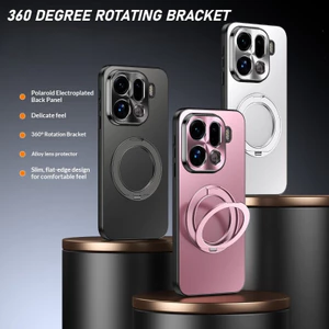 Ốp điện thoại mờ mạ điện cho OPPO Find X9 X8 X7 X6 Pro X8 X7 Ultra X8S + Giá đỡ xoay Vỏ bảo vệ từ tính Khung ống kính kim loại chống rơi