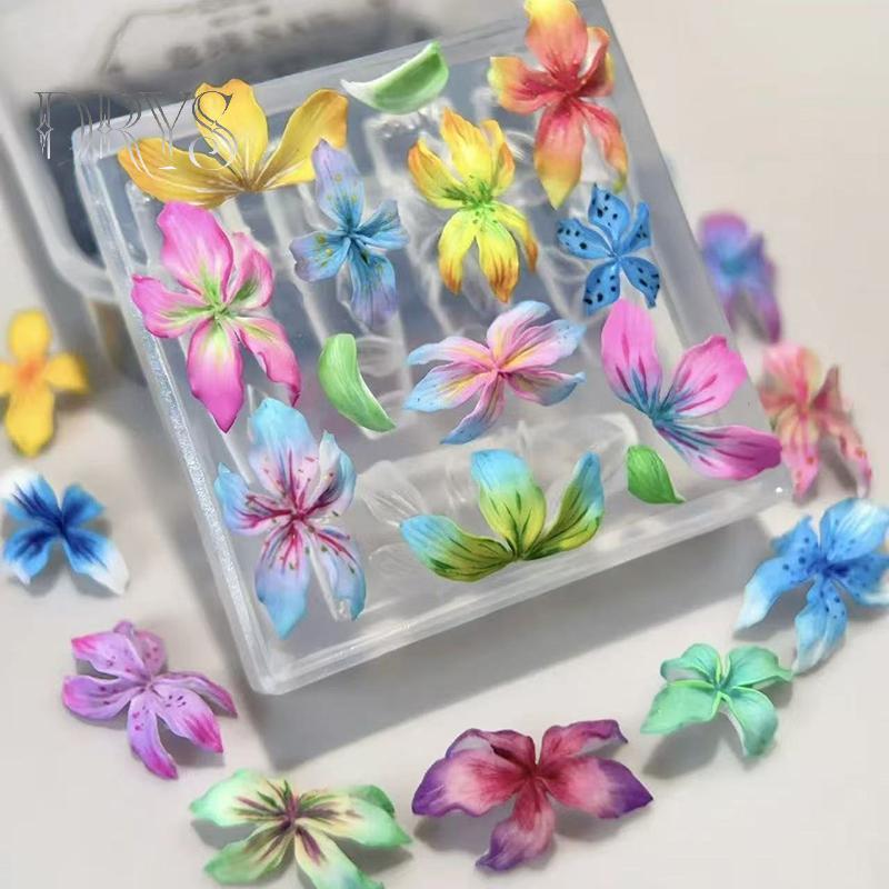 Khuôn silicone 3D làm móng DIY thiết kế hoa hibiscus cánh hoa, dụng cụ khắc mẫu nghệ thuật móng tay