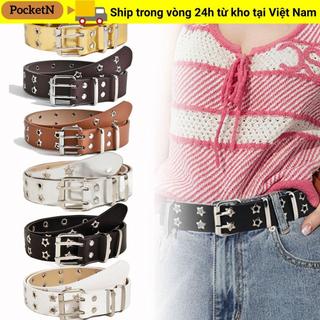 Thắt lưng da Gothic phong cách Hip Hop và Punk Rock, thiết kế mắt sao từ Pocketn
