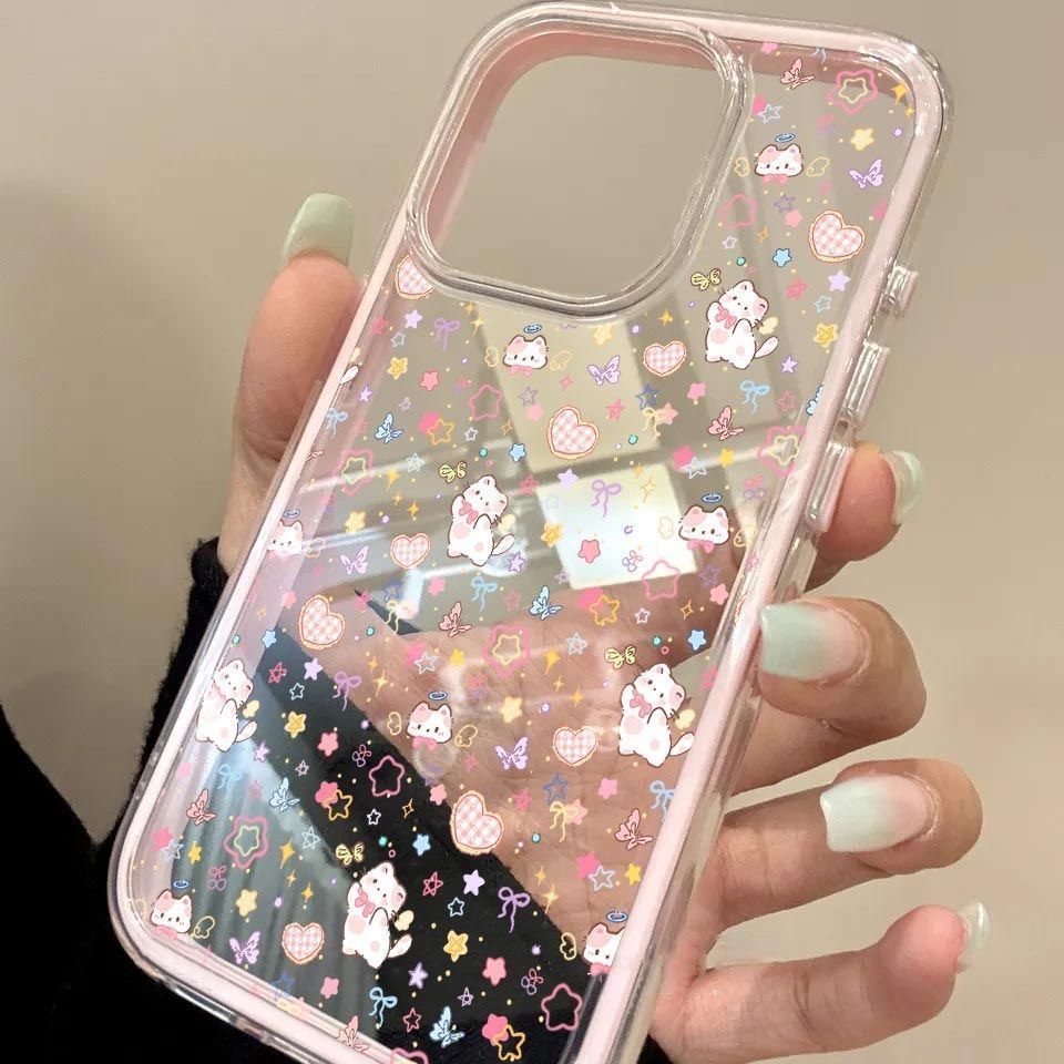 Màn hình đầy sao mèo phù hợp với vỏ điện thoại iPhone 17/16/15, iPhone 16 Pro Max/14/13 trong suốt 12/11
