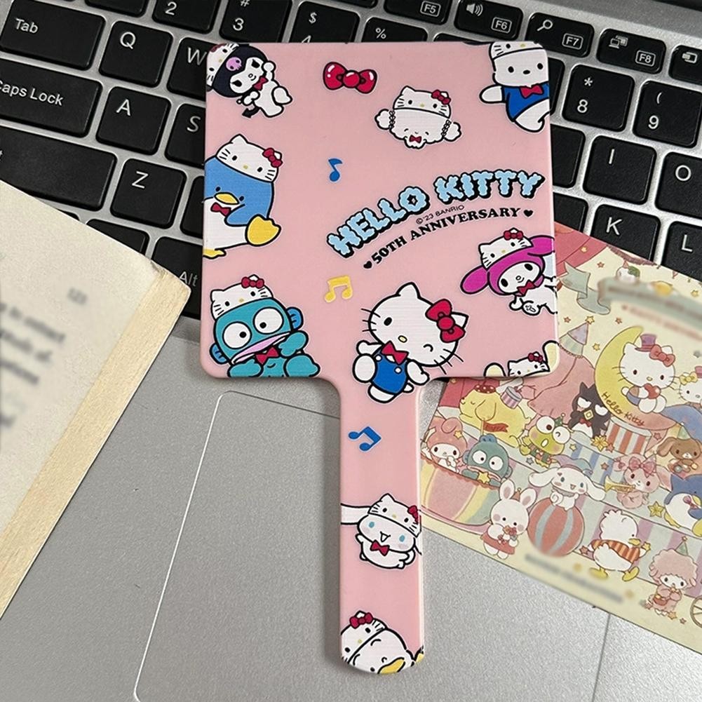 Dễ Thương Hellokitty Gương Trang Điểm Hoạt Hình Di Động Cô Gái Gương Trang Điểm Trái Tim Nhỏ Cầm Tay Gương E7a8
