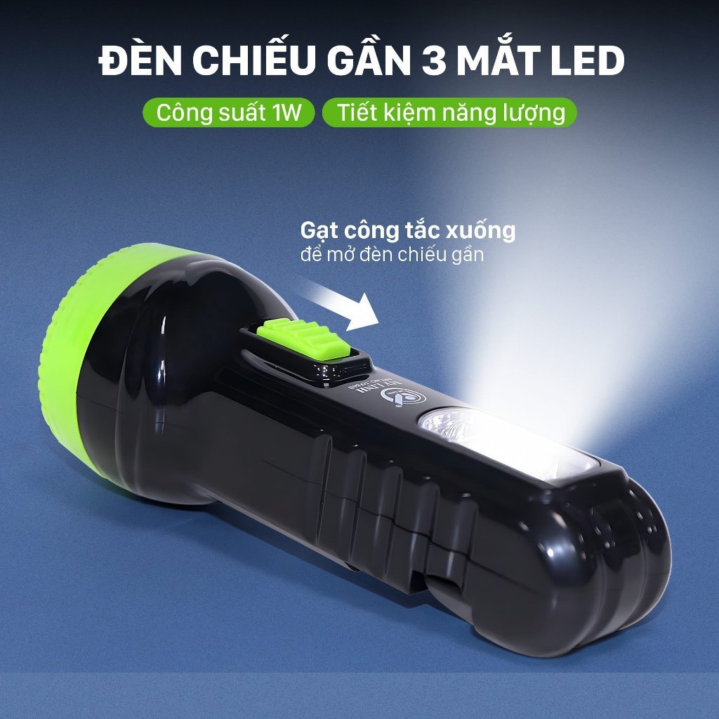 Đèn pin cầm tay RF86 Mỹ Linh, đèn chiếu xa sáng, nhỏ gọn, đèn led tích điện tiện lợi