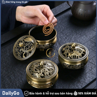 Lư xông trầm hợp kim đồng nhiều mẫu Đỉnh Đốt Nhang, Mẫu Long Phụng, có đế, Thiết Kế Tinh Xảo