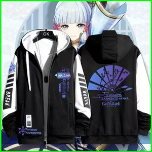YB1 Áo Khoác Cosplay Kamisato Ayaka từ Genshin Impact - Cardigan Len Unisex Dài Tay