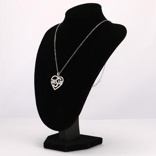 Bùa hộ mệnh mặt dây chuyền Cơ đốc giáo hình thánh giá và trái tim, làm từ thép không gỉ cho nữ