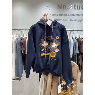 Mickey Minnie áo sơ mi thêu công nghiệp, tay dài mỏng, phù hợp đội mũ và thời trang hoạt hình