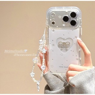 Khung Gương Hoa Sang Trọng Màu Trắng Toàn Màn Hình Ngôi Sao Nhỏ Rỗng Tình Yêu Ốp lưng Thích Hợp Cho iPhone17 16 15 14 13 Pro Max Chống Sốc Bảo Vệ Camera Ốp Lưng Cứng Chống Rơi
