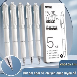 Bút gel bấm đen thông minh - Set 10 bút ngòi 0.5mm chất lượng, kiểu dáng gọn nhẹ phù hợp cho mọi học sinh